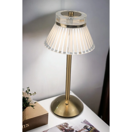 Macquillan Rechargeable 33cm LED Table Lamp with Acrylic Shade - Gold | MQL1514