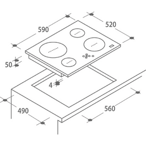 Candy 59cm 4 Zone Ceramic Hob | CH64CCB