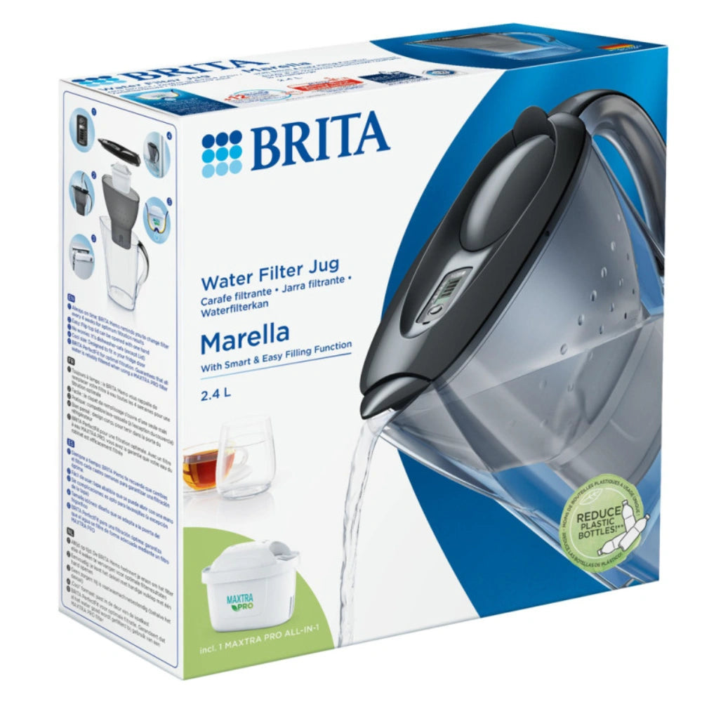 Brita Marella Cool Water Filter Jug 2.4 Litre + Maxtra Pro All-in-1 Water Filter - Grey | S1051121