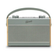 Roberts Rambler Max Smart DAB+ FM Radio in duck egg blue and natural wood finish with carrying handle and dual control knobs