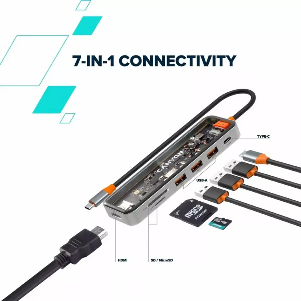 Canyon 7 Port USB C Hub 100w | CNS-TDS13