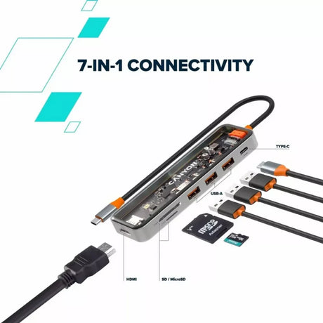 Canyon 7 Port USB C Hub 100w | CNS-TDS13