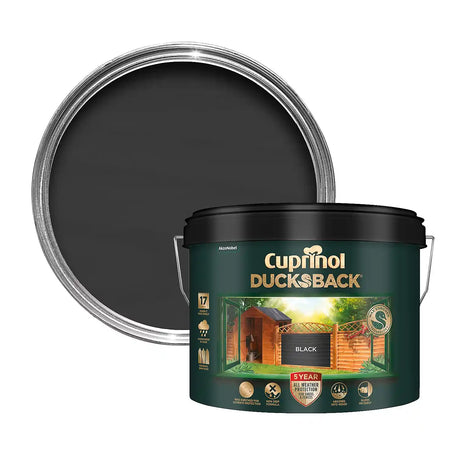 Cuprinol Ducksback Shed & Fence Paint 9 Litre - Black | 5216323