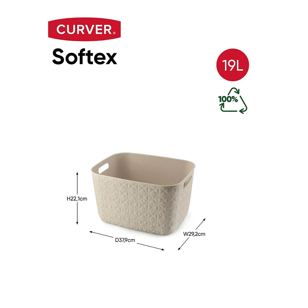 Curver Softex Large 19 Litre Storage Box - Chalk White | CUR260058