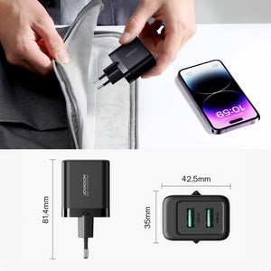 Joyroom 12w Dual Port USB A Charger Plug - Black | HL-TCN01B
