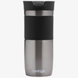 Contigo Byron SNAPSEAL travel mug 470ml in gunmetal with stainless steel body, black silicone grip band and snap seal lid