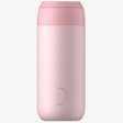 Chillys Series 2 blush pink stainless steel insulated coffee cup 340ml with crescent moon logo and removable lid shown against white background