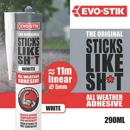 Evo-Stik Sticks Like Sh*t White Grab Adhesive All Weather 290ml | 30614237