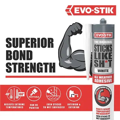 Evo-Stik Sticks Like Sh*t White Grab Adhesive All Weather 290ml | 30614237
