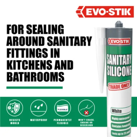 Evo-Stik Sanitary Silicone 280ml - White | 30613356