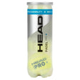 HEAD Padel Pro+ tennis balls 3 pack tube with yellow-green balls and silver metallic can featuring blue durability band and black HEAD branding