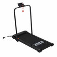 Black Urban Fitness walking treadmill with control console, handrails and red safety key lanyard attachment displayed against white background