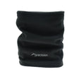 Black Precision Essential fleece neck warmer snood with gathered fabric design and white logo text on white background