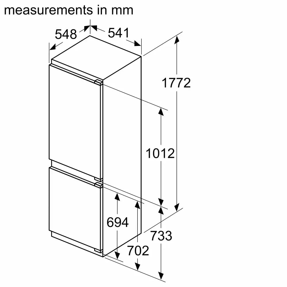 Bosch Series 2 Integrated 60/40 Built In Fridge Freezer - Fixed Hinge | KIN86NFE0G