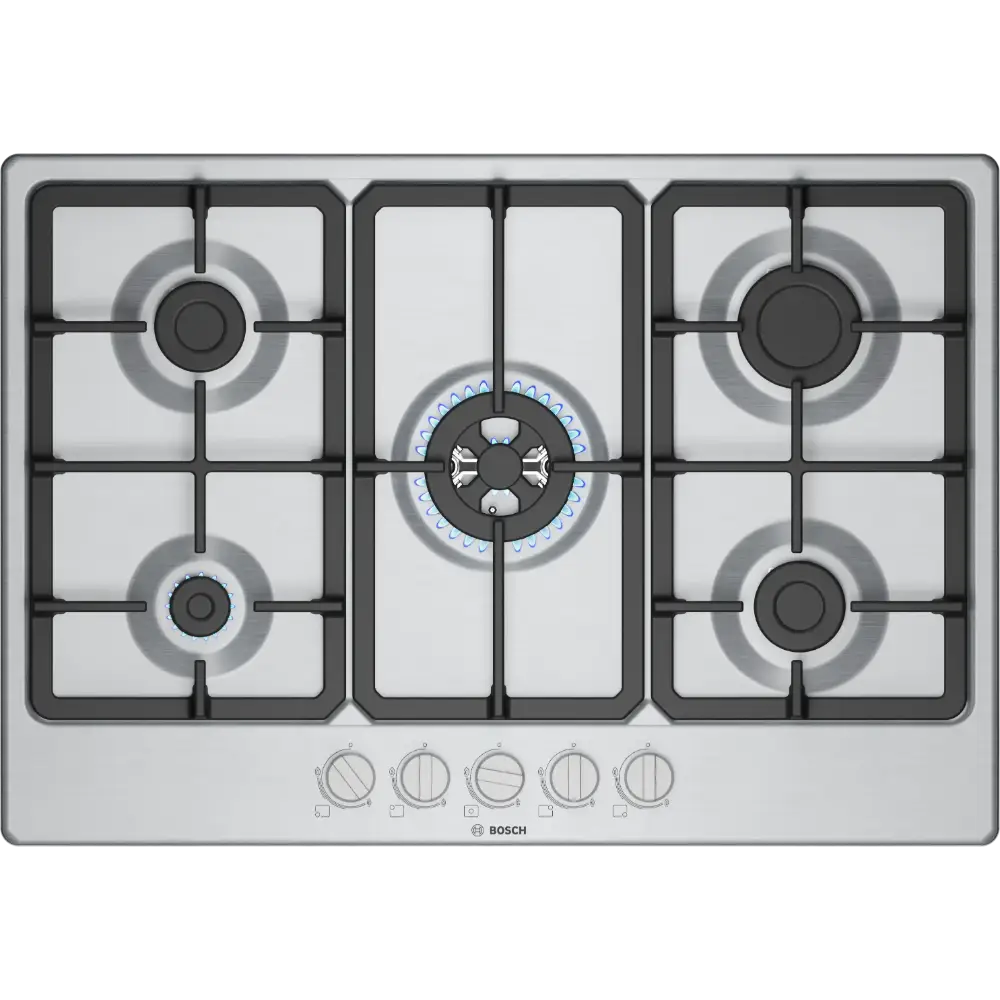 Bosch Series 4 75 cm Gas Hob - Stainless Steel | PGQ7B5K90