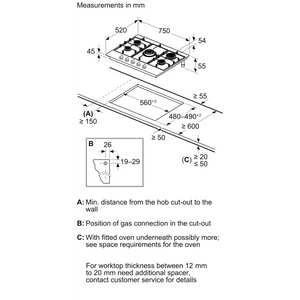 Bosch Series 4 75 cm Gas Hob - Stainless Steel | PGQ7B5K90