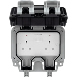 Luceco 13A Grey 2 Gang Outdoor Weatherproof Switched Socket | WP22-02