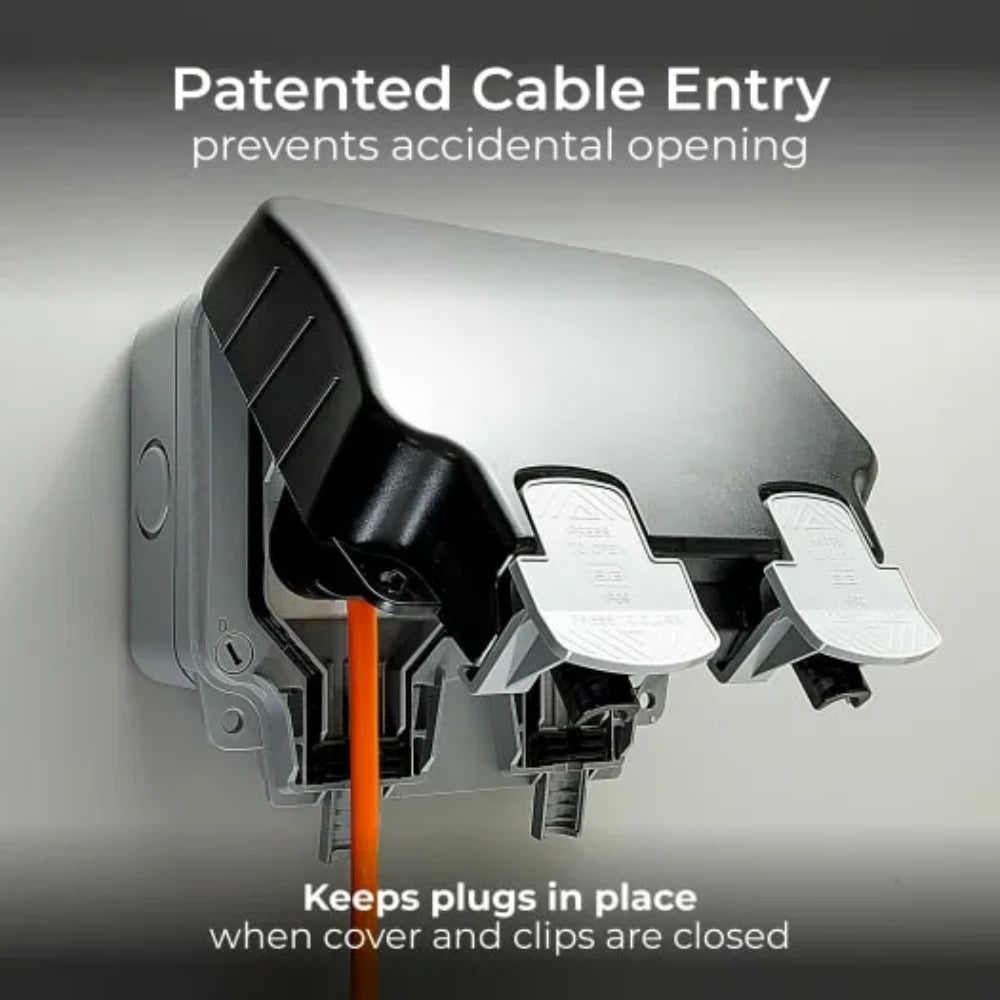Luceco 13A Grey 2 Gang Outdoor Weatherproof Switched Socket | WP22-02