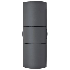 Luceco Azurar slate grey stainless steel outdoor decorative wall light with cylindrical design and horizontal segmented bands