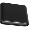Luceco slate grey outdoor LED up and down wall light with 10W power, featuring a curved cylindrical design with horizontal light opening and modern minimalist style