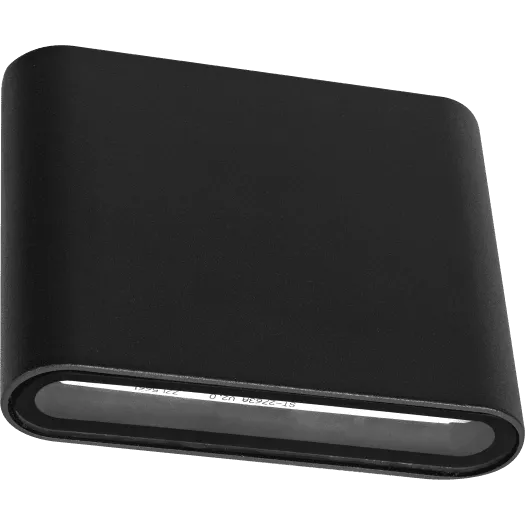 Luceco slate grey outdoor LED up and down wall light with 10W power, featuring a curved cylindrical design with horizontal light opening and modern minimalist style