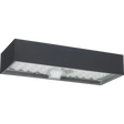Luceco slate grey solar brick light with PIR sensor and LED lighting mounted horizontally against white background