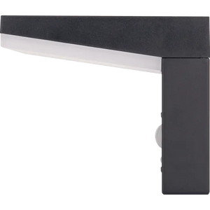 Luceco Aries slate grey outdoor LED solar wall light with PIR sensor and white light diffuser panel, modern minimalist design