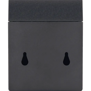 Luceco Aries slate grey outdoor LED solar wall light with PIR sensor showing two teardrop-shaped openings on textured dark grey finish