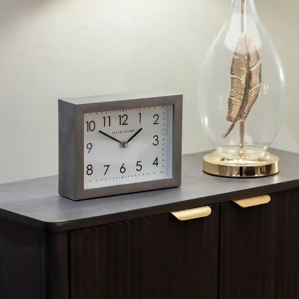 Tara Lane Baker and Brown Mantel Clock - Limestone | TL6337