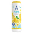 Astonish Shake and Fresh Lemon Sparkle carpet freshener 400g shaker bottle with yellow cap, white label featuring lemon imagery and blue accents, displaying cruelty-free and vegan certifications