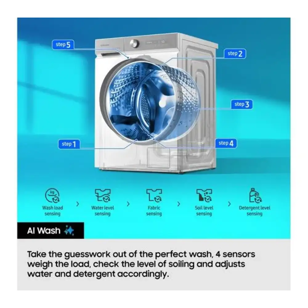 Samsung Series 6 9kg 1400 Spint AI WiFi Washing Machine - White | WW90DG6U85LEU1