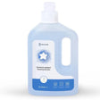 Ecovacs Winbot 1 litre cleaning solution bottle with light blue liquid, white pump dispenser cap, and blue label featuring white star logo and product information