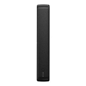 Otterbox 15000mAh black power bank with wireless charging capability, featuring indicator lights and rounded edges, displayed vertically against white background