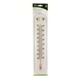 Green Blade white wall thermometer with Celsius and Fahrenheit scales, analog dial with red temperature indicator, suitable for indoor and outdoor use