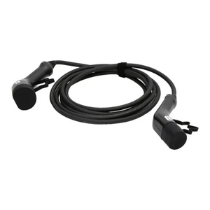 Black Platinet 11kW Type 2 electric vehicle charging cable with 5 metre cord and connectors on white background