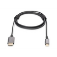 Digitus USB-C to HDMI adapter cable in black and gray with metal connectors, 1.8 metre length, supporting 4K UHD resolution