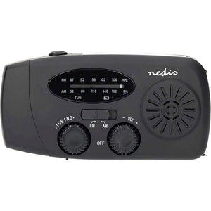 Nedis Emergency Crank Solar FM/AM Radio - Black | 471447