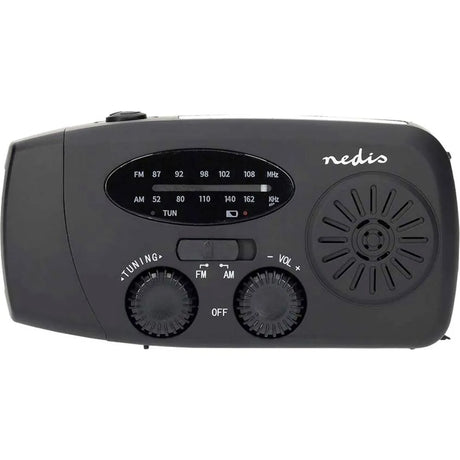 Nedis Emergency Crank Solar FM/AM Radio - Black | 471447