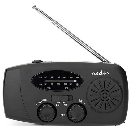 Nedis Emergency Crank Solar FM/AM Radio - Black | 471447