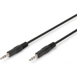 Black 3.5mm stereo audio cable with gold-plated connectors and ribbed grip sleeves, 1.5 metre auxiliary connection cord