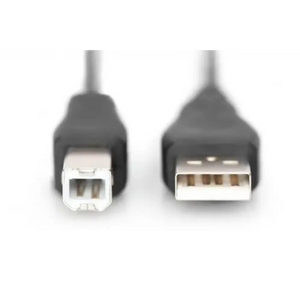 Black USB A to USB B printer cable with 1.8 metre length showing both connector ends against white background