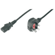 Black UK kettle power cord cable with C13 connector and red switch detail, 1.8 metre length shown on white background