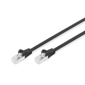 Digitus CAT6 network cable 5 metre with black sheathing and RJ45 connectors featuring strain relief boots shown against white background