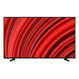 Vestel 65 inch 4K Ultra HD Smart TV displaying red abstract curved line pattern on screen with black bezel frame and stand legs against white background