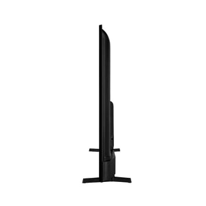 Side view of Walker 65 inch 4K Ultra HD Smart TV with black bezel and stand, displaying the curved screen profile and pedestal base against a white background