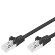 Black CAT6 network ethernet cable with molded RJ45 connectors and strain relief boots, 1 metre length
