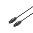 Black Manhattan Toslink digital optical audio cable with gold-plated connectors, 2 metre length, shown against white background