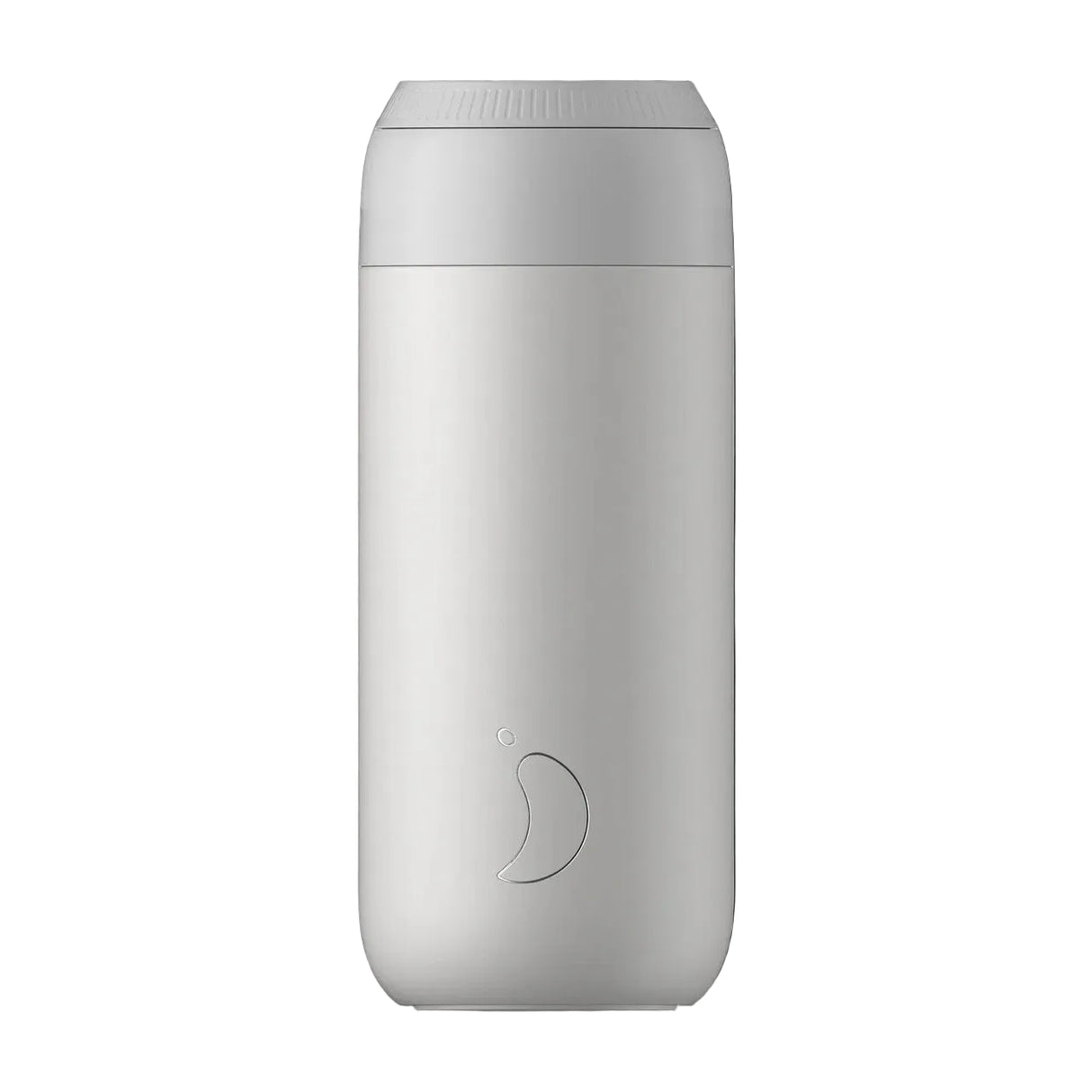 Chilly's Coffee Cup Series 2 500ml insulated travel bottle in granite grey with stainless steel finish and moon logo detail on front
