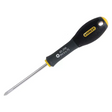 Stanley FatMax Phillips screwdriver PH0 x 75mm with black and yellow handle and metal shaft on white background