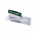 Bihui Square Notch Pro Trowel 8mm with silver metal blade and black handle with teal accents, showing square notched pattern on blade surface